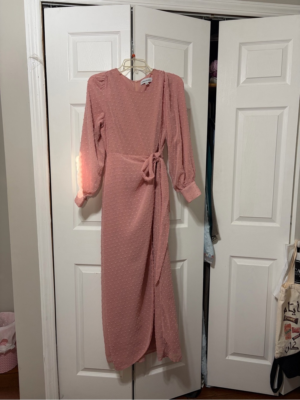 Women's Dusty Rose Long Sleeve Wrap Maxi Dress